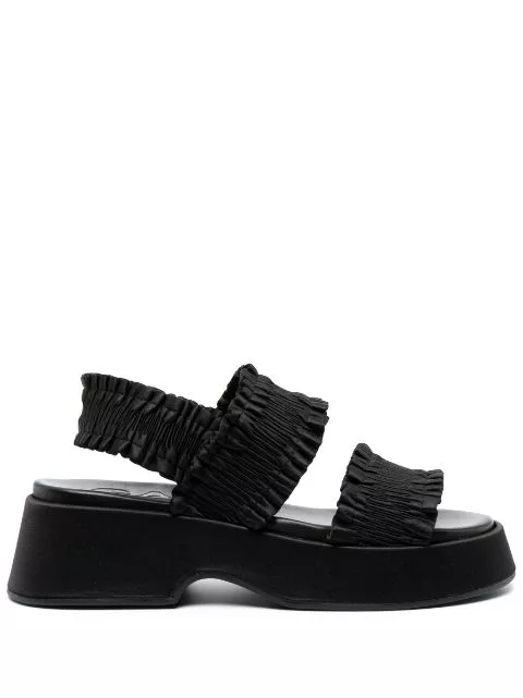 GANNI smocked-strap flatform sandals Women 0113