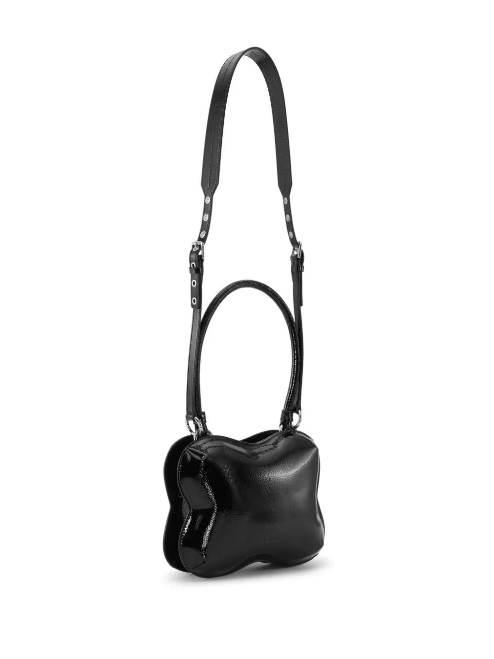 Discounted online shopping GANNI Butterfly patent-leather top-handle bag Women 0115