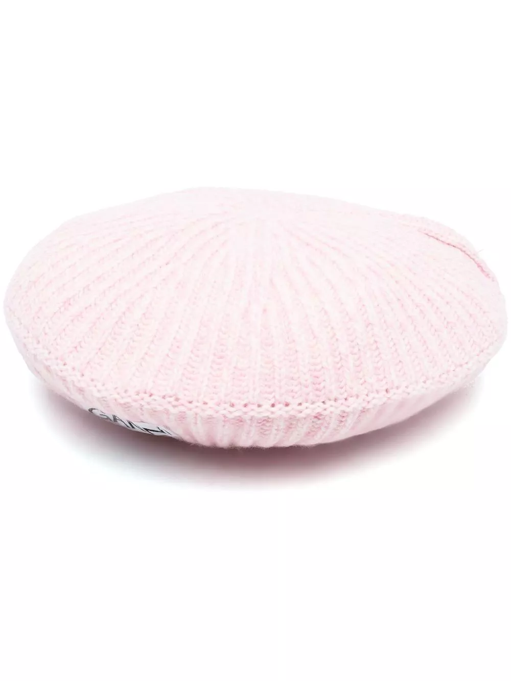 GANNI ribbed logo-patch beret Women 0114