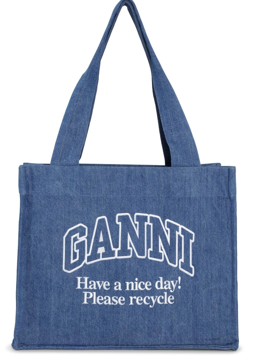 Cheap authentic products denim GANNI bag logo-embroidered shoulder Women 0303