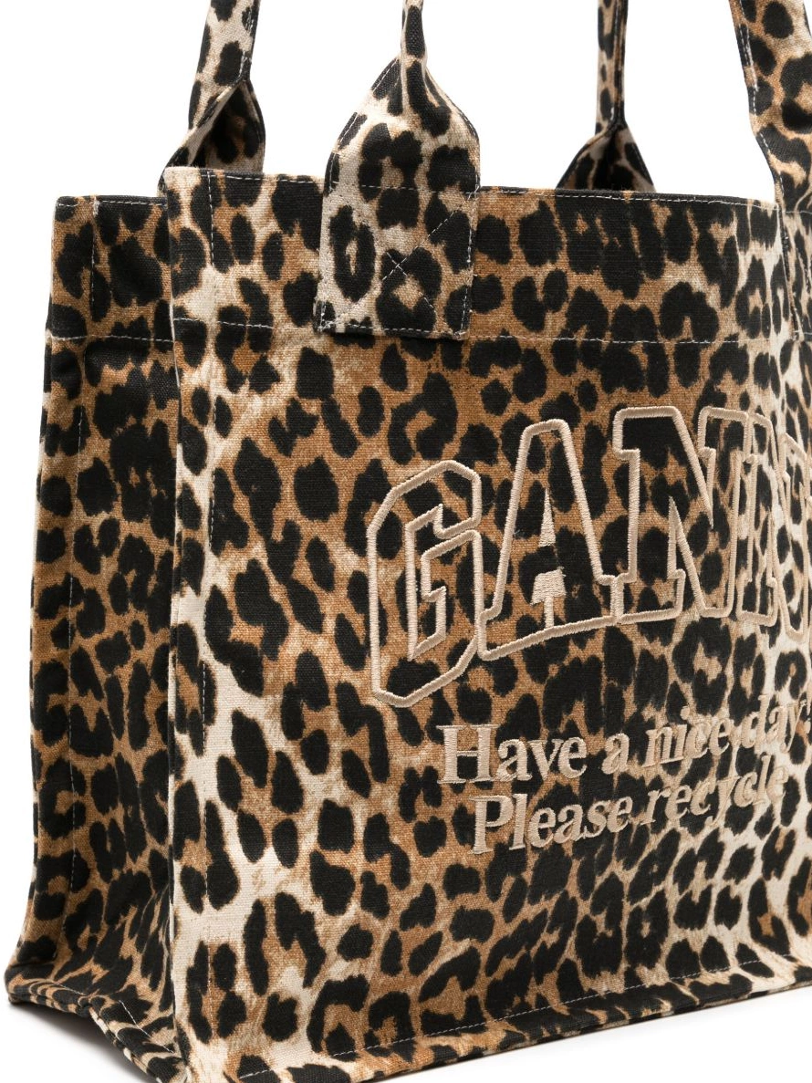 How to shop online tote GANNI bag canvas Women large leopard-print 0309