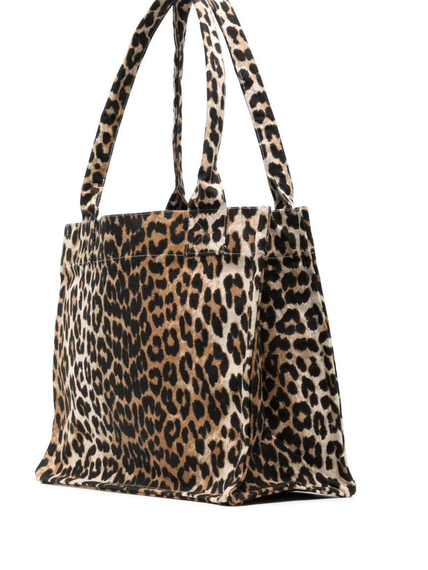 How to shop online tote GANNI bag canvas Women large leopard-print 0309