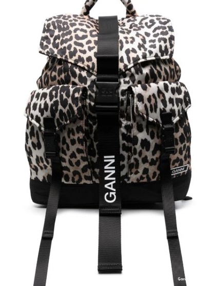 Shop for discounted items Women GANNI buckled backpack leopard-print 0309