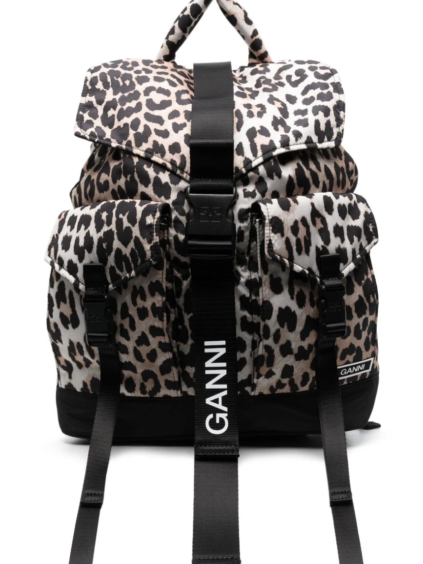 Shop for discounted items Women GANNI buckled backpack leopard-print 0309