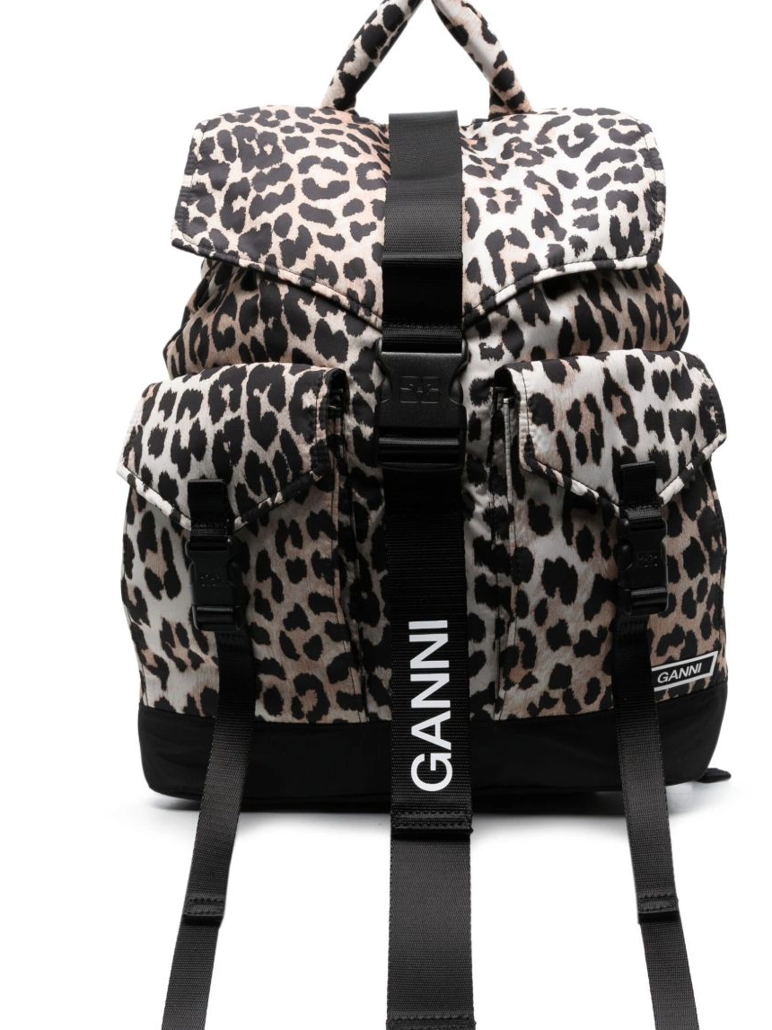 How to buy affordable Women leopard-print GANNI backpack buckled 0304